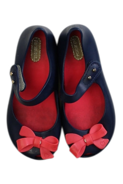 A Navy Flats from Mini Melissa in size 4T for girl. (Back View)