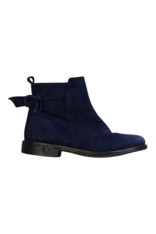 A Navy Booties from Tartine et Chocolat in size 5T for girl. (Front View)