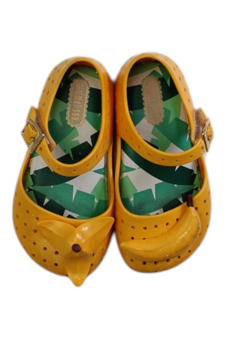 A Yellow Flats from Mini Melissa in size 18-24M for girl. (Back View)