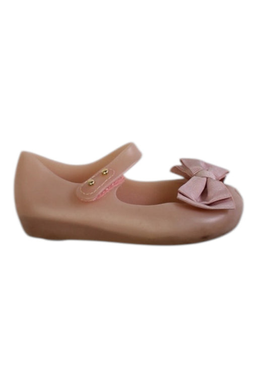 A Pink Flats from Mini Melissa in size 18-24M for girl. (Front View)