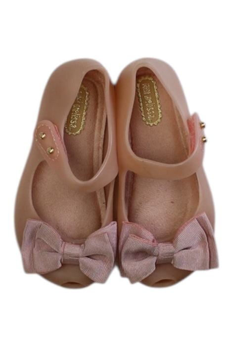 A Pink Flats from Mini Melissa in size 18-24M for girl. (Back View)