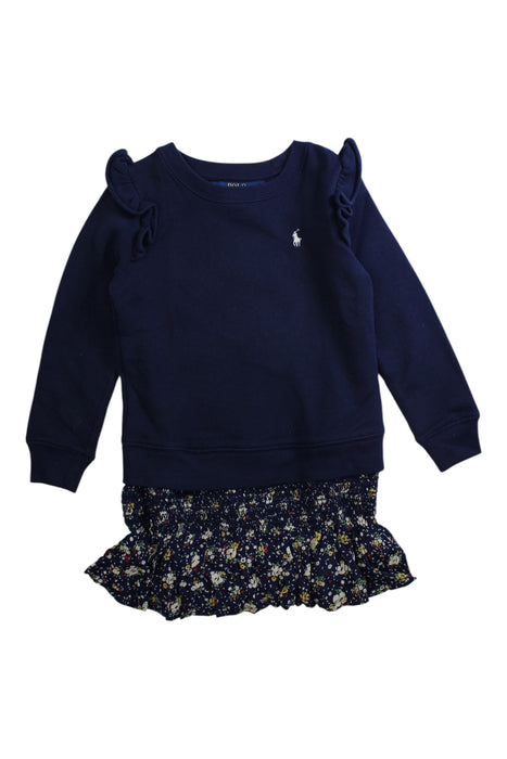 A Navy Long Sleeve Dresses from Polo Ralph Lauren in size 5T for girl. (Front View)