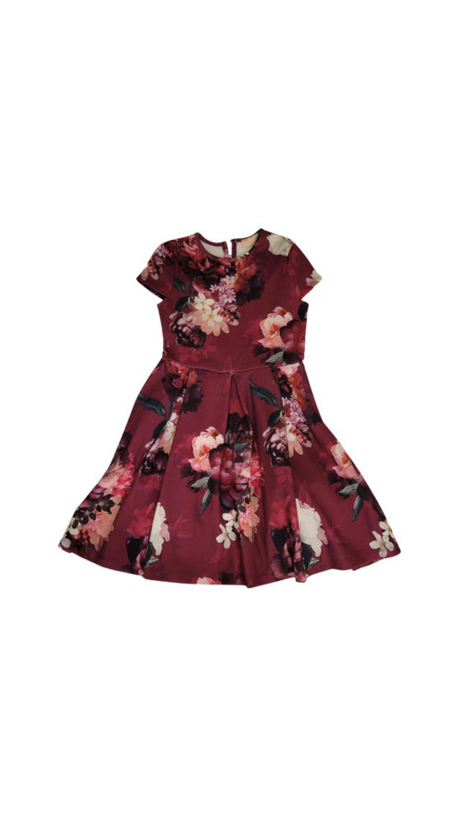 A Burgundy Short Sleeve Dresses from Lipsy London in size 7Y for girl. (Front View)