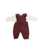 A Burgundy Long Sleeve Rompers from Chickeeduck in size 6-12M for girl. (Front View)