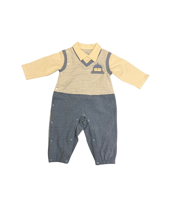 A Blue Long Sleeve Jumpsuits from Chickeeduck in size 6-12M for boy. (Front View)