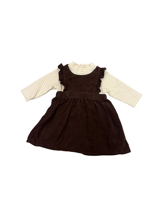 A Brown Long Sleeve Dresses from Petit Main in size 12-18M for girl. (Front View)