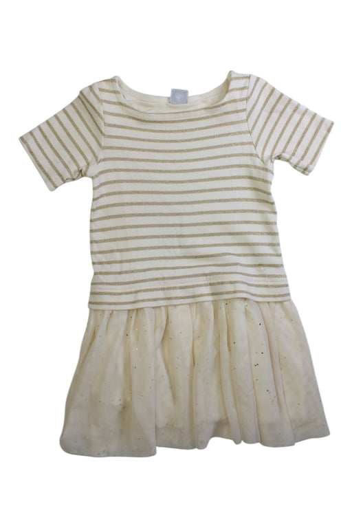 A Ivory Short Sleeve Dresses from Petit Bateau in size 4T for girl. (Front View)