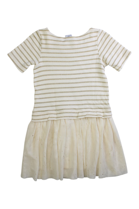 A Ivory Short Sleeve Dresses from Petit Bateau in size 4T for girl. (Back View)