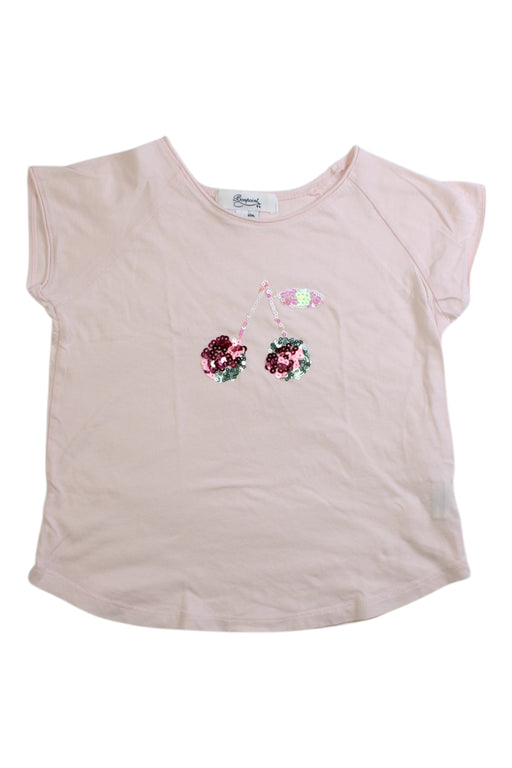 A Pink Short Sleeve Tops from Bonpoint in size 4T for girl. (Front View)