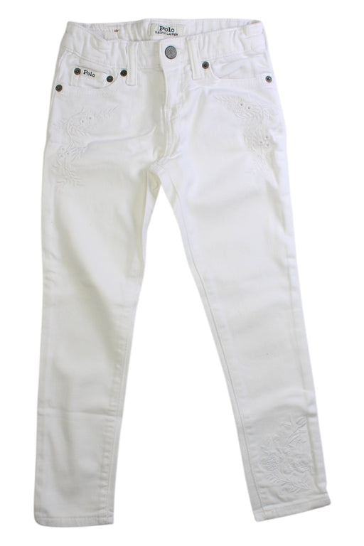 A White Jeans from Polo Ralph Lauren in size 5T for girl. (Front View)