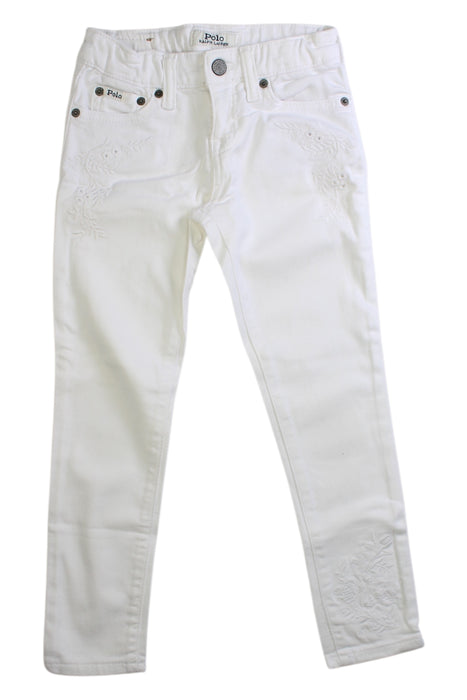 A White Jeans from Polo Ralph Lauren in size 5T for girl. (Front View)