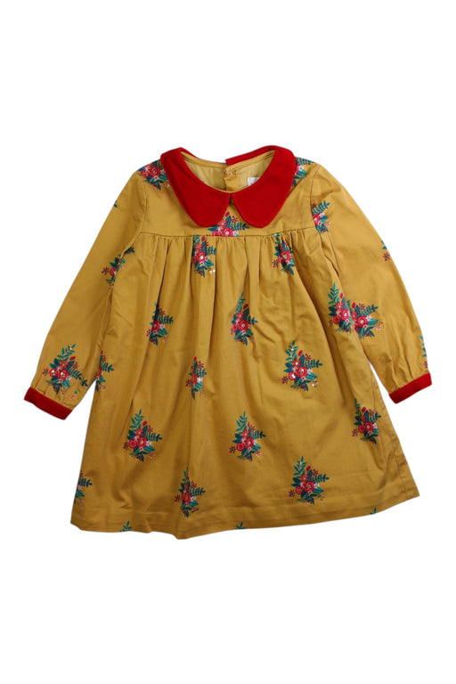 A Yellow Long Sleeve Dresses from Petit Peony in size 3T for girl. (Front View)