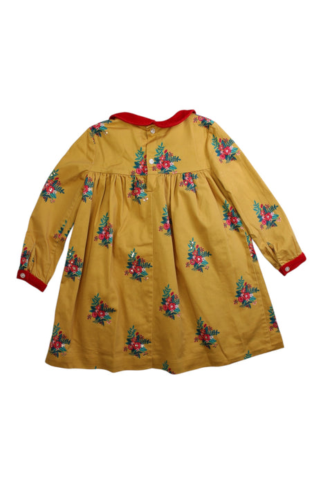 A Yellow Long Sleeve Dresses from Petit Peony in size 3T for girl. (Back View)