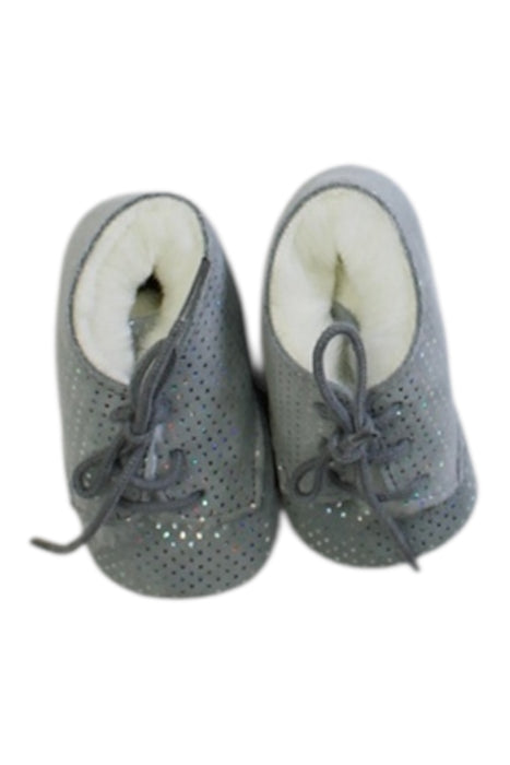 A Silver Booties from Jacadi in size 0-3M for girl. (Back View)