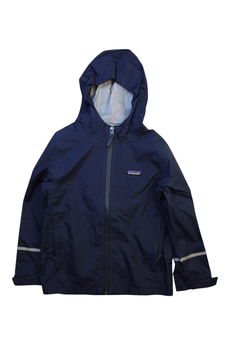 A Navy Rain Jackets from Patagonia in size 6T for boy. (Front View)