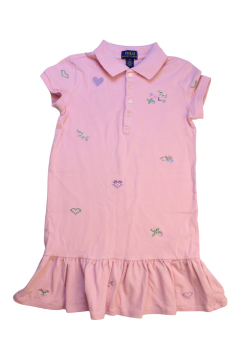 A Pink Short Sleeve Dresses from Polo Ralph Lauren in size 6T for girl. (Front View)