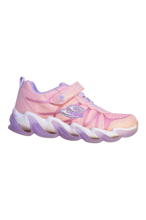 A Pink Sneakers from Skechers in size 7Y for girl. (Front View)