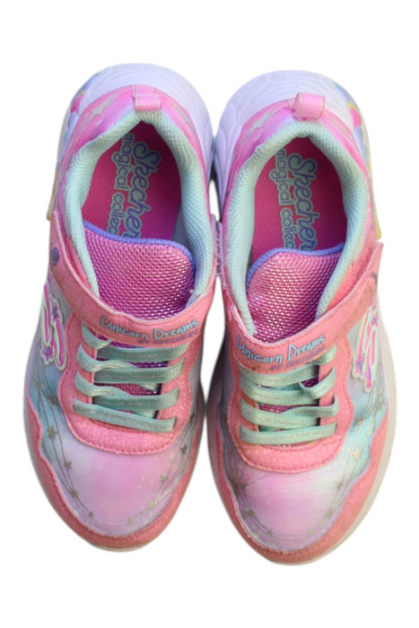 A Multicolour Sneakers from Skechers in size 7Y for girl. (Back View)