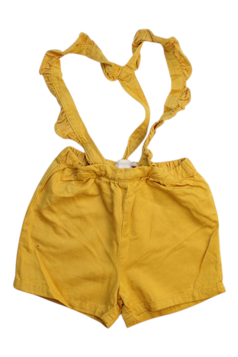 A Yellow Overall Shorts from Orchestra in size 3T for girl. (Front View)
