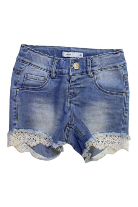 A Blue Shorts from Name It in size 5T for girl. (Front View)