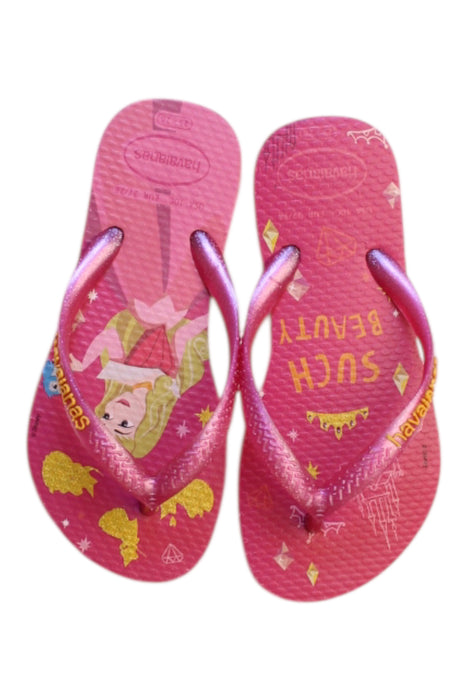 A Pink Flip Flops from Havaianas in size 5T for girl. (Back View)