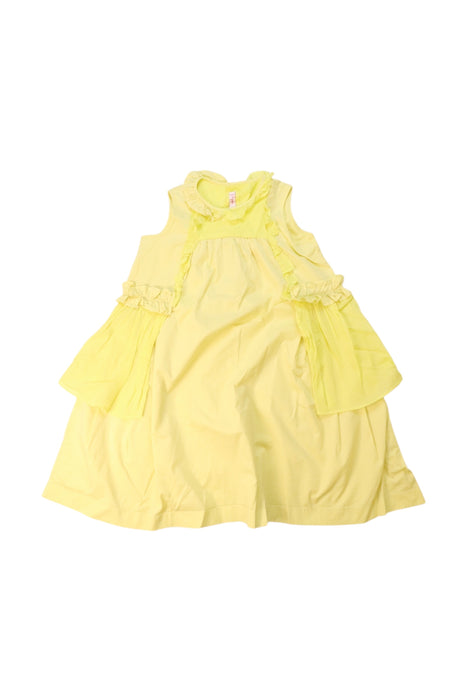 A Yellow Sleeveless Dresses from Il Gufo in size 4T for girl. (Front View)