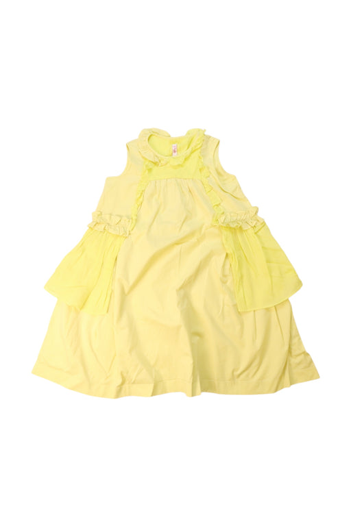 A Yellow Sleeveless Dresses from Il Gufo in size 4T for girl. (Front View)