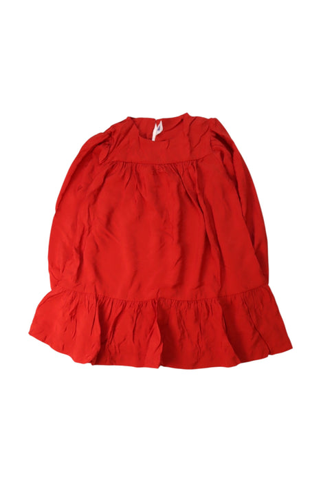 A Red Long Sleeve Dresses from Petit Bateau in size 6T for girl. (Front View)