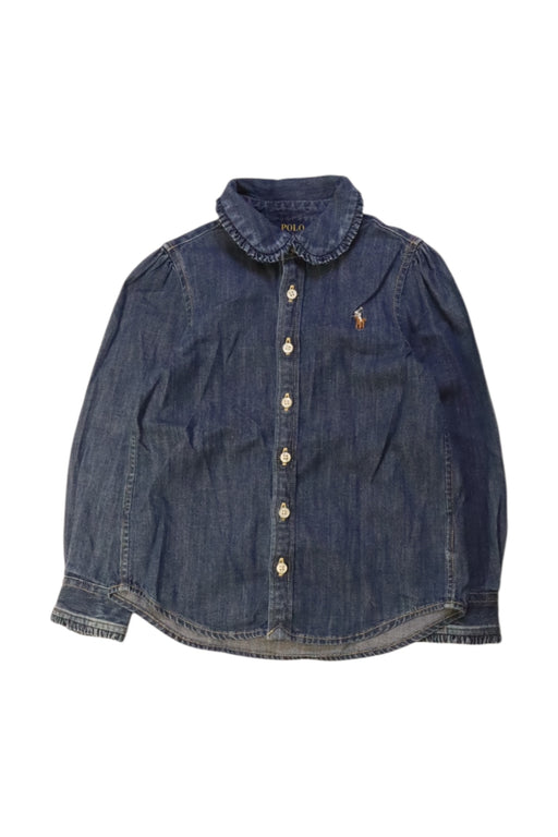 A Blue Long Sleeve Shirts from Polo Ralph Lauren in size 3T for girl. (Front View)