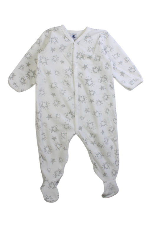 A White Onesies from Petit Bateau in size 6-12M for neutral. (Front View)