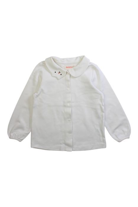 A White Long Sleeve Shirts from Momonittu in size 4T for girl. (Front View)