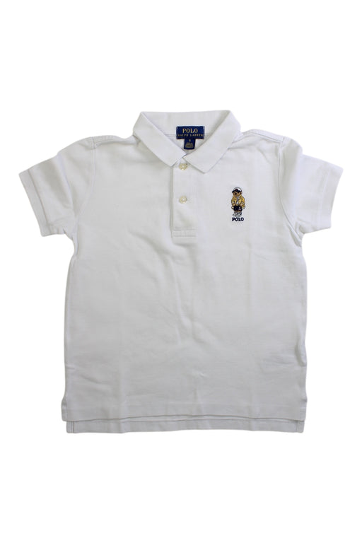 A White Short Sleeve Polos from Polo Ralph Lauren in size 5T for boy. (Front View)