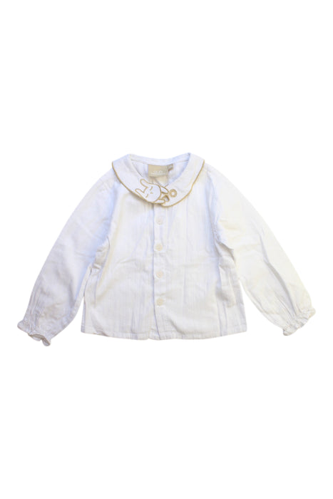 A White Long Sleeve Shirts from Chickeeduck in size 18-24M for girl. (Front View)