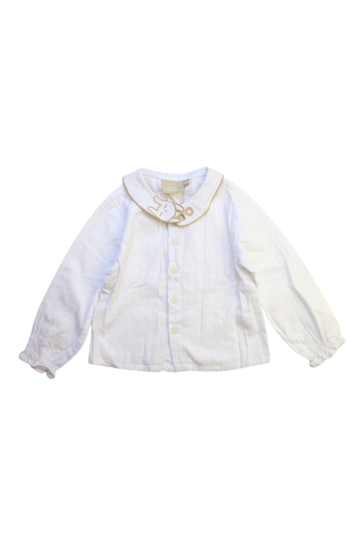 A White Long Sleeve Shirts from Chickeeduck in size 18-24M for girl. (Front View)