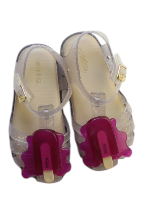 A Transparent Sandals from Mini Melissa in size 3T for girl. (Back View)