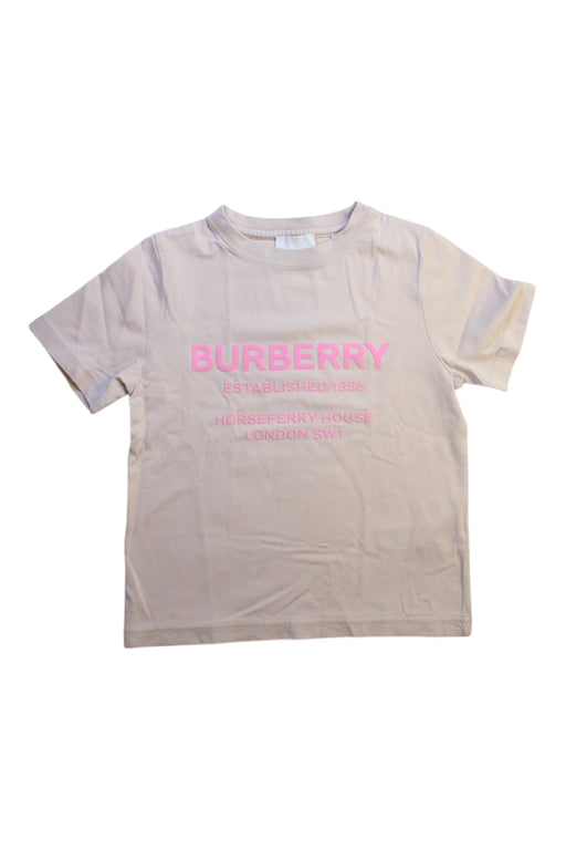 A Beige Short Sleeve T Shirts from Burberry in size 4T for girl. (Front View)