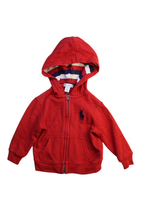 A Red Zippered Sweatshirts from Ralph Lauren in size 12-18M for girl. (Front View)