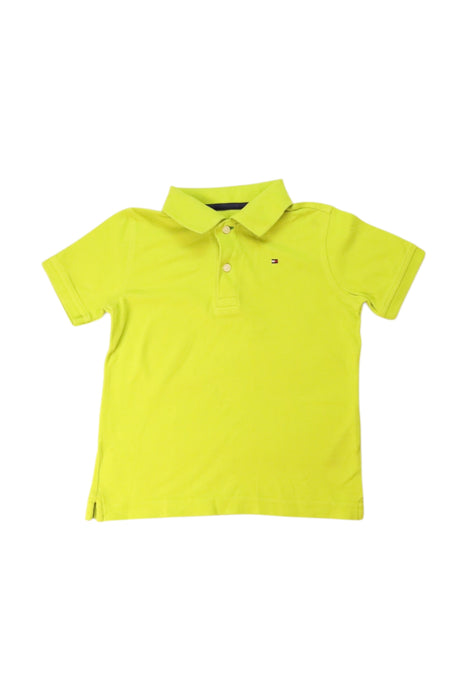 A Yellow Short Sleeve Polos from Tommy Hilfiger in size 4T for girl. (Front View)
