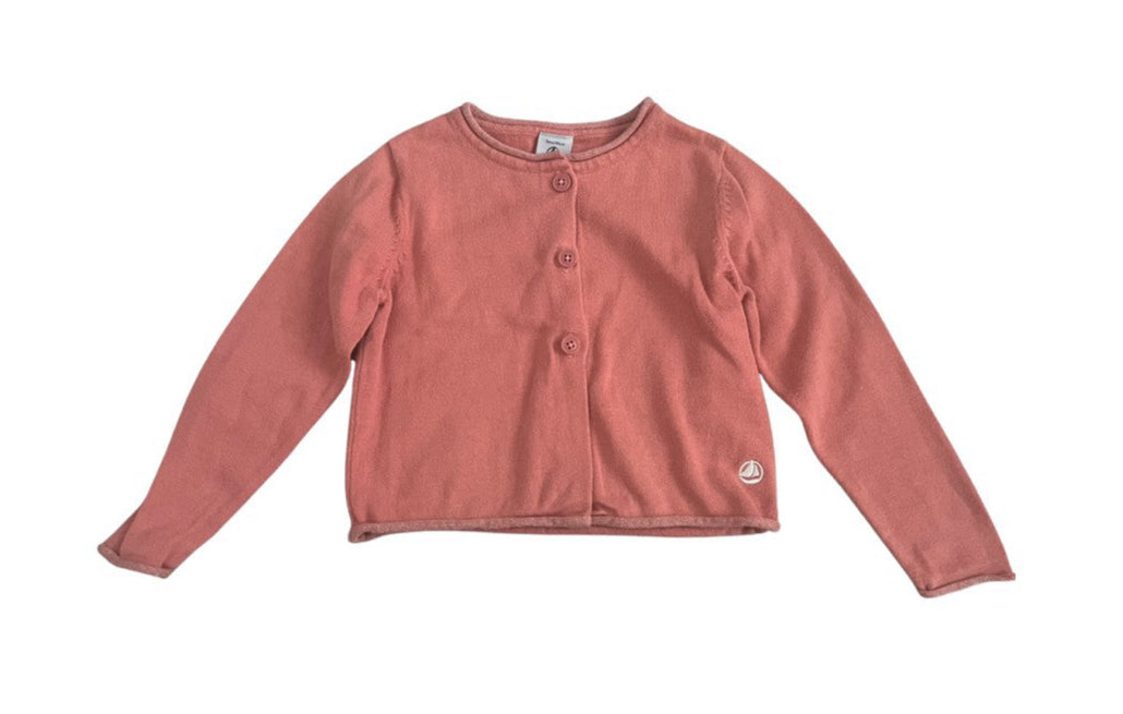 A Pink Cardigans from Petit Bateau in size 3T for girl. (Front View)