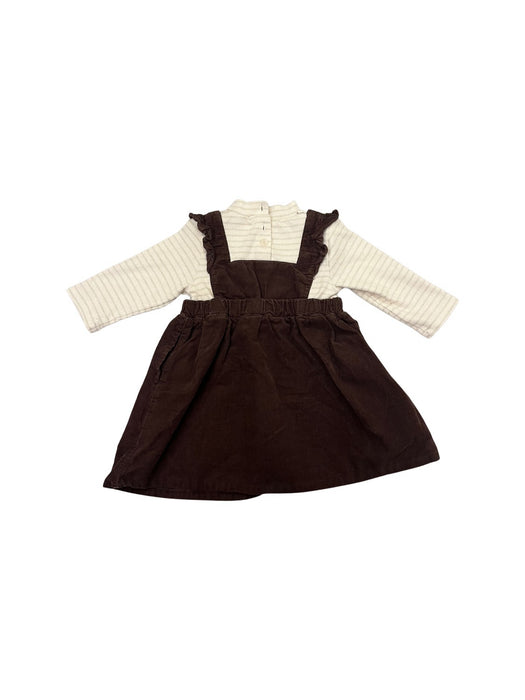 A Brown Long Sleeve Dresses from Petit Main in size 12-18M for girl. (Back View)