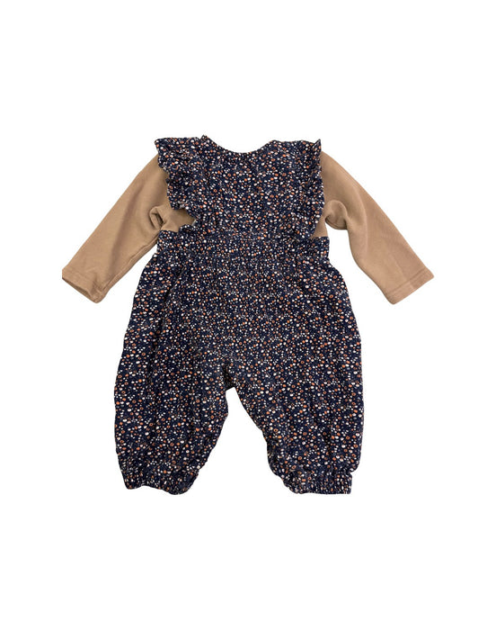 A Blue Long Sleeve Rompers from Chickeeduck in size 12-18M for girl. (Back View)