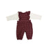 A Burgundy Long Sleeve Rompers from Chickeeduck in size 6-12M for girl. (Back View)