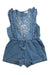 A Blue Sleeveless Rompers from purebaby in size 12-18M for girl. (Front View)
