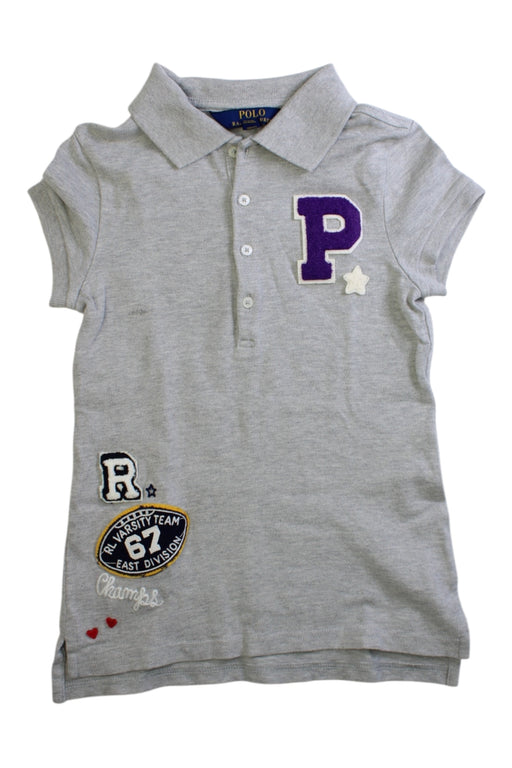 A Grey Short Sleeve Polos from Polo Ralph Lauren in size 7Y for girl. (Front View)