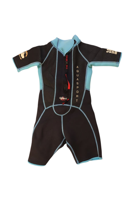 A Blue Wetsuits from Aquasport in size 6T for neutral. (Back View)