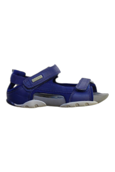 A Blue Sandals from Camper in size 5T for boy. (Front View)