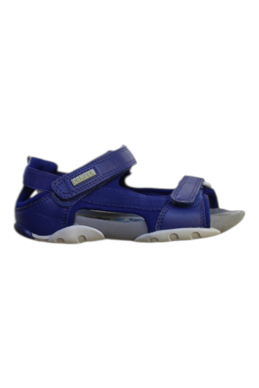 A Blue Sandals from Camper in size 5T for boy. (Front View)