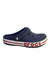 A Navy Slip Ons from Crocs in size 7Y for boy. (Front View)