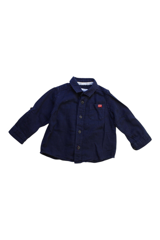 A Navy Long Sleeve Shirts from Mothercare in size 6-12M for boy. (Front View)
