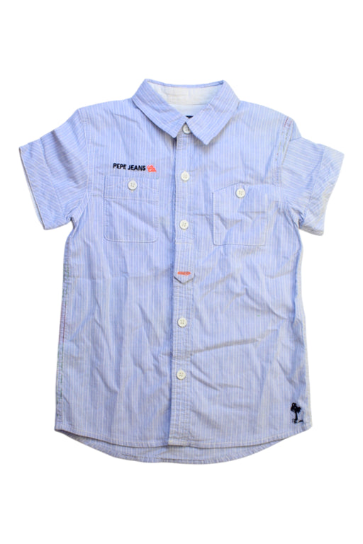 A Blue Short Sleeve Shirts from Pepe Jeans in size 5T for boy. (Front View)